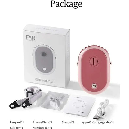 Hanging Neck Fan USB Charging Face Air Cooler Aromatherapy