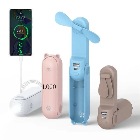 Handhold Mini Fan Portable Face Air Cooler LED Powerbank