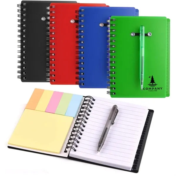 Spiral Notebook With Pen and Sticky Notes