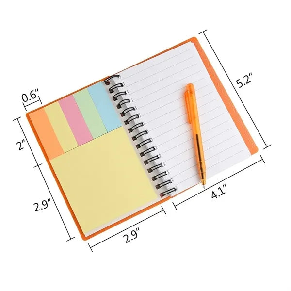 Spiral Notebook With Pen and Sticky Notes