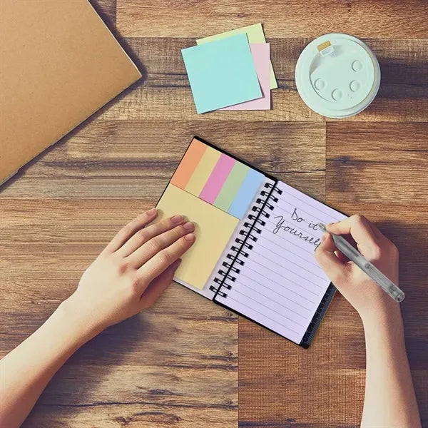 Spiral Notebook With Pen and Sticky Notes