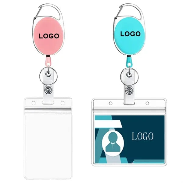 Oval Shape Retractable ID Badge Card Holder