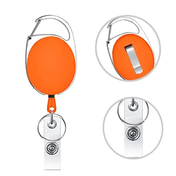 Oval Shape Retractable ID Badge Card Holder