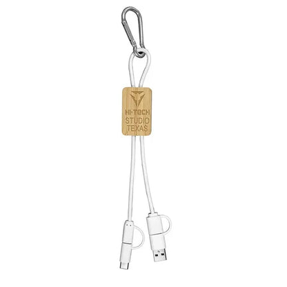 5-in-1 Bamboo Cell Phone Charging Cable w/Carabiner
