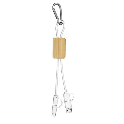 5-in-1 Bamboo Cell Phone Charging Cable w/Carabiner
