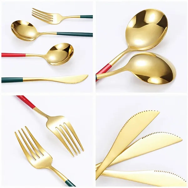 24-Piece Gold Silverware Set with Gift Box