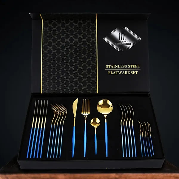 24-Piece Gold Silverware Set with Gift Box