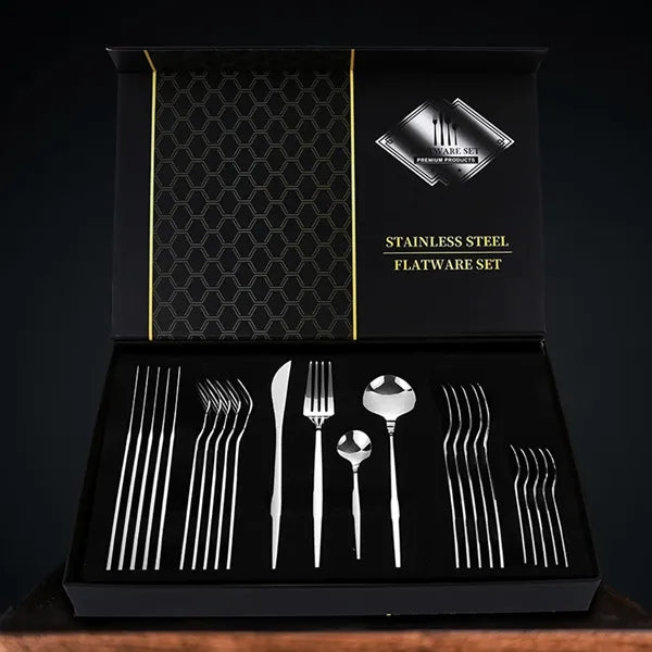 24-Piece Gold Silverware Set with Gift Box