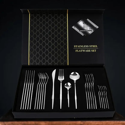 24-Piece Gold Silverware Set with Gift Box