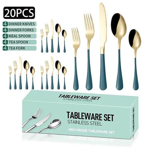 20 Piece Silverware Flatware Cutlery Set Stainless Steel