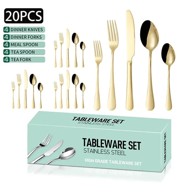 20 Piece Silverware Flatware Cutlery Set Stainless Steel