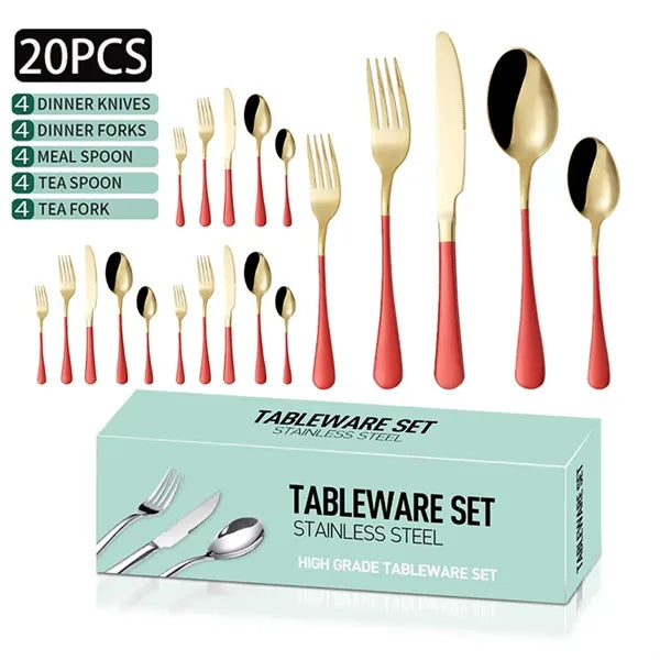 20 Piece Silverware Flatware Cutlery Set Stainless Steel