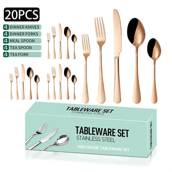 20 Piece Silverware Flatware Cutlery Set Stainless Steel