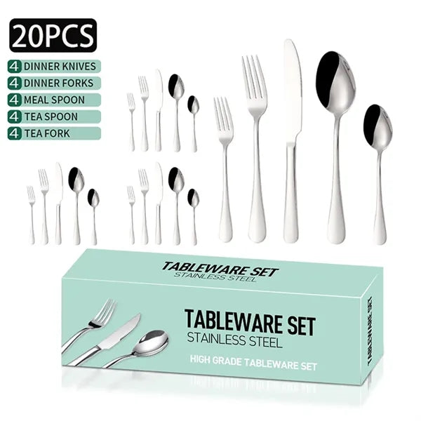 20 Piece Silverware Flatware Cutlery Set Stainless Steel