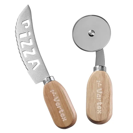 Stainless Steel Pizza Wheel Cutter and Knife Set