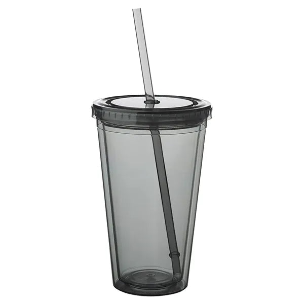 16 OZ. Double Wall Acrylic Travel Mug Tumblers With Straws