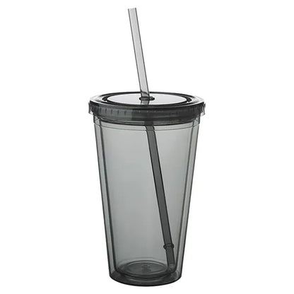 16 OZ. Double Wall Acrylic Travel Mug Tumblers With Straws