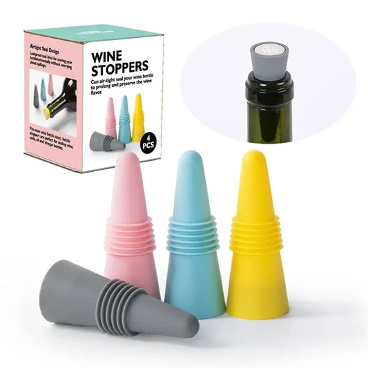 4 PCS Silicone Wine Stoppers Set