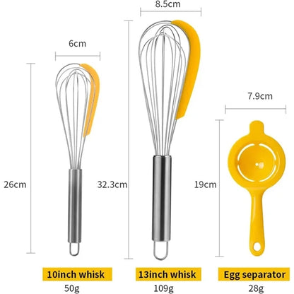 3 PCS Stainless Steel Whisk Set