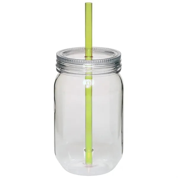 24 oz. Single Wall Mason Jars With screw-on lid and straw