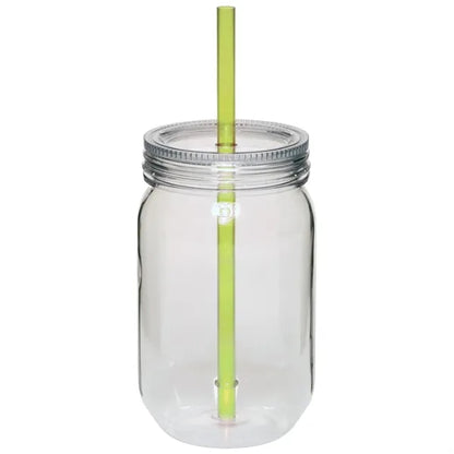 24 oz. Single Wall Mason Jars With screw-on lid and straw