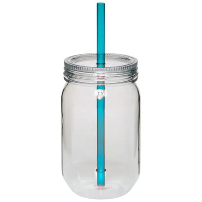 24 oz. Single Wall Mason Jars With screw-on lid and straw