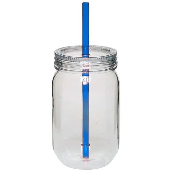 24 oz. Single Wall Mason Jars With screw-on lid and straw