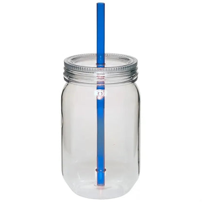 24 oz. Single Wall Mason Jars With screw-on lid and straw