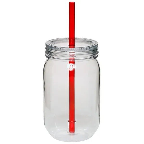 24 oz. Single Wall Mason Jars With screw-on lid and straw