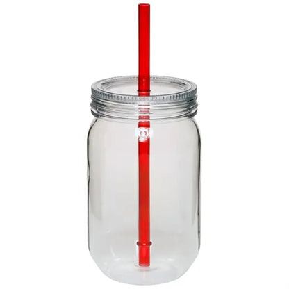 24 oz. Single Wall Mason Jars With screw-on lid and straw