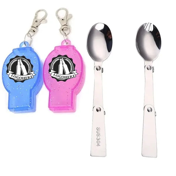Outdoor camping with box portable folding mini cutlery fork