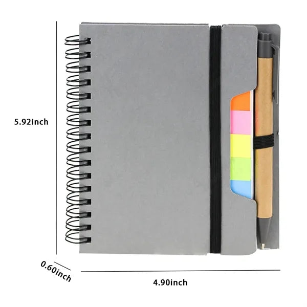 Spiral Lined Kraft Paper Bookmark Notebook with Pen Holder