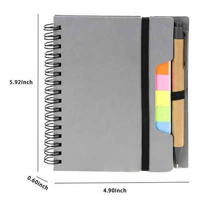 Spiral Lined Kraft Paper Bookmark Notebook with Pen Holder