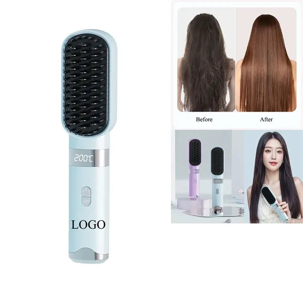 Cordless Hair Straightener Brush for Women