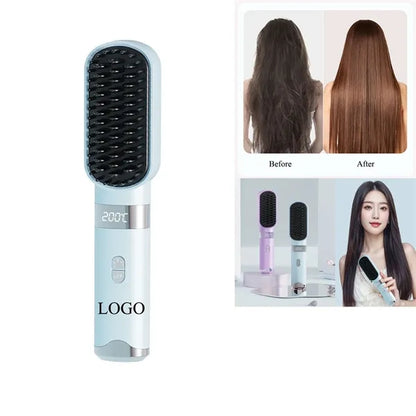Cordless Hair Straightener Brush for Women