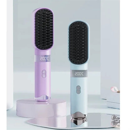 Cordless Hair Straightener Brush for Women