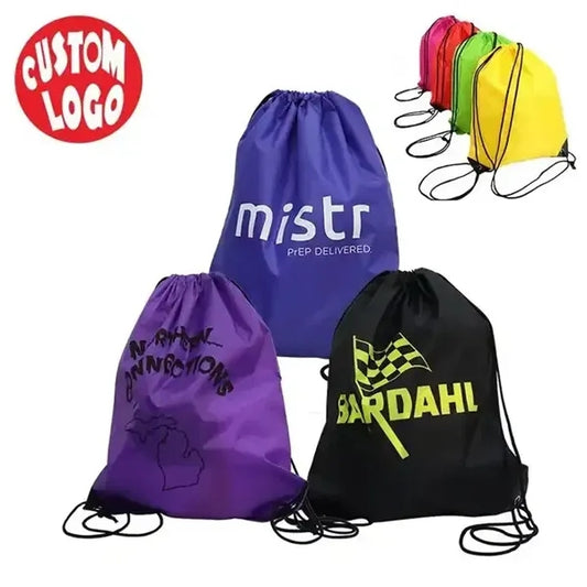 Customized 210D Polyester Durable Drawstring Backpack Bag