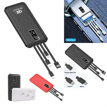 20000Mah Power Bank W/ Built-In Cables