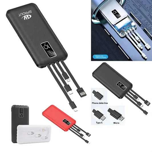 20000Mah Power Bank W/ Built-In Cables