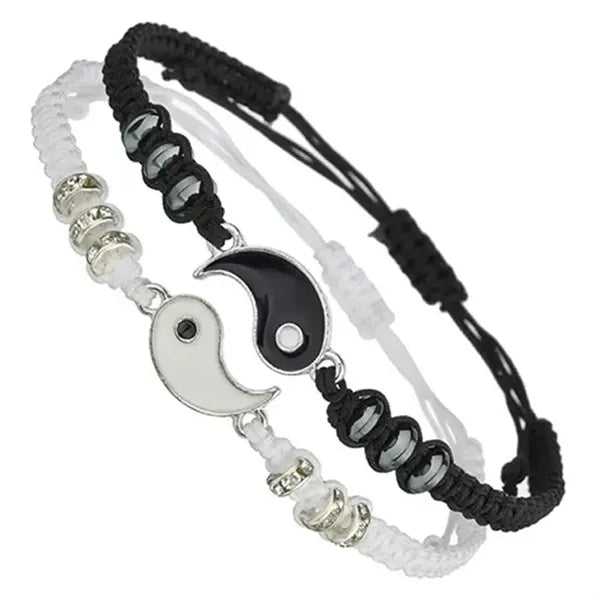 Handmade Diamond Braided  Tai Chi Couple Bracelets Jewelry