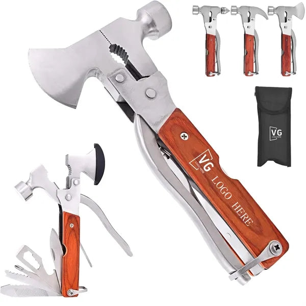 14 in 1 Multifunction Portable Folding Wood Handle Stainles