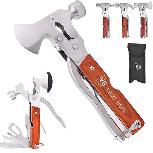14 in 1 Multifunction Portable Folding Wood Handle Stainles