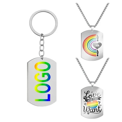 1.97"x1.10" Custom Pride Rainbow Dog Tag LGBT Metal Jewelry