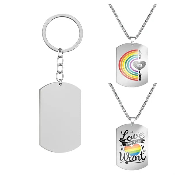 1.97"x1.10" Custom Pride Rainbow Dog Tag LGBT Metal Jewelry