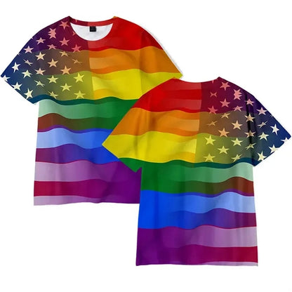 Custom Rainbow  Gay Pride Tees Casual Short Sleeve Tops