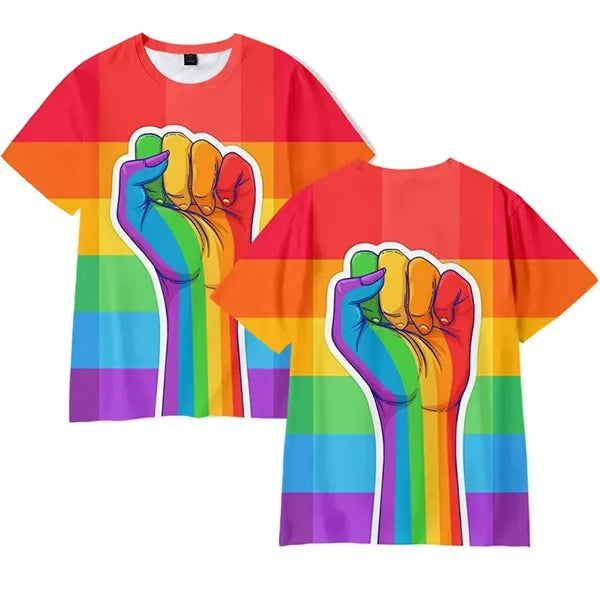 Custom Rainbow  Gay Pride Tees Casual Short Sleeve Tops