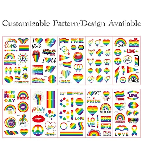 LGBT Rainbow Gay Pride Non-toxic Temporary Tattoo Stickers