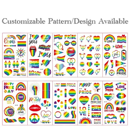 LGBT Rainbow Gay Pride Non-toxic Temporary Tattoo Stickers