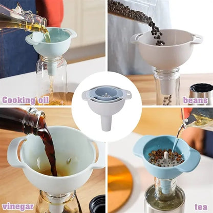4 in 1 Kitchen Funnels with Detachable Strainer Filter