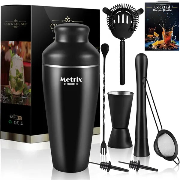 Premium 8-Piece Black Cocktail Shaker Set